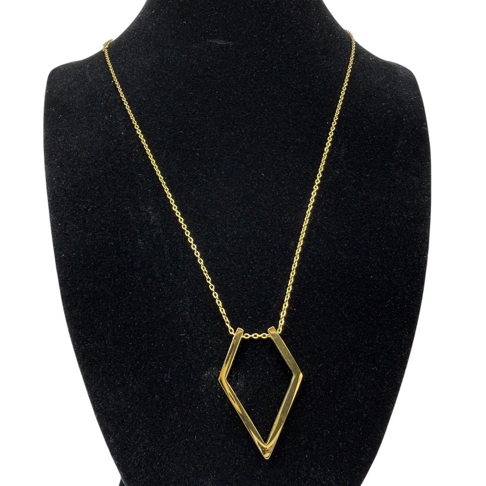 Gold Tone Minimalist Geometric Rhombus Pendant Necklace Fashion Jewelry Dainty